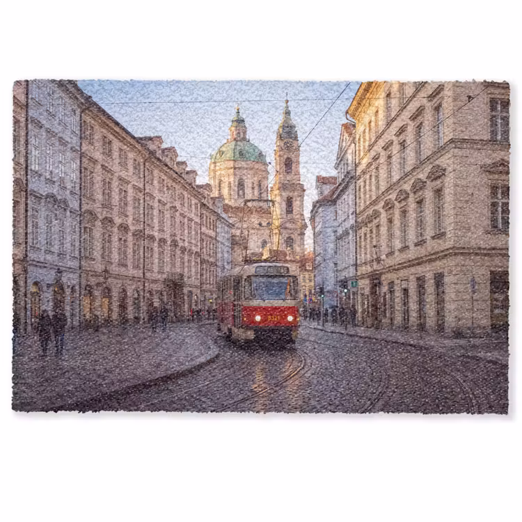 Deurmat - Tram - Straat - Stadsgezicht - Klassiek - Rood — 1