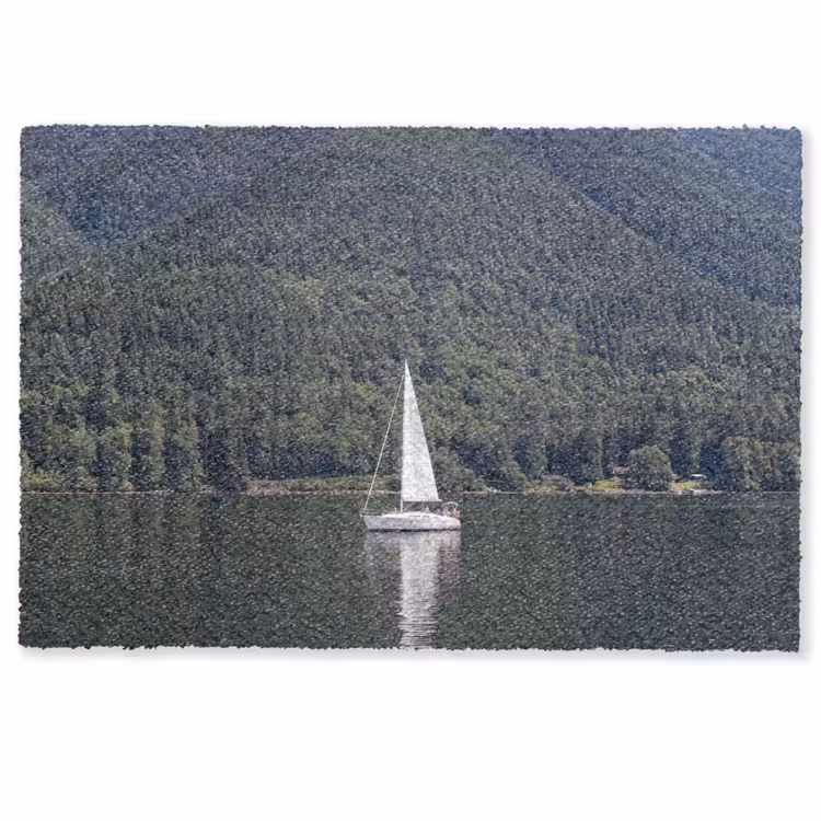 Deurmat - Zeilboot - Water - Bergen - Natuur - Groen — 1