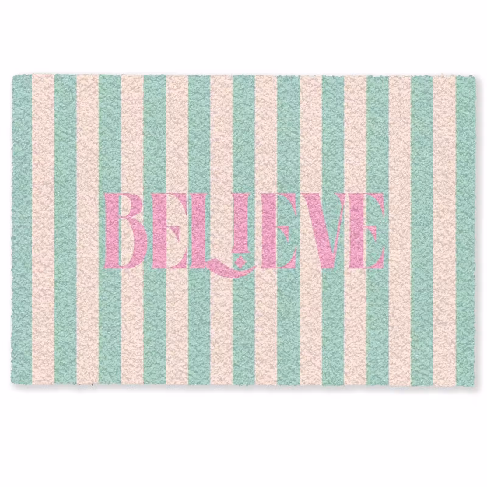 Deurmat - Roze - Groen - Strepen - Believe — 1