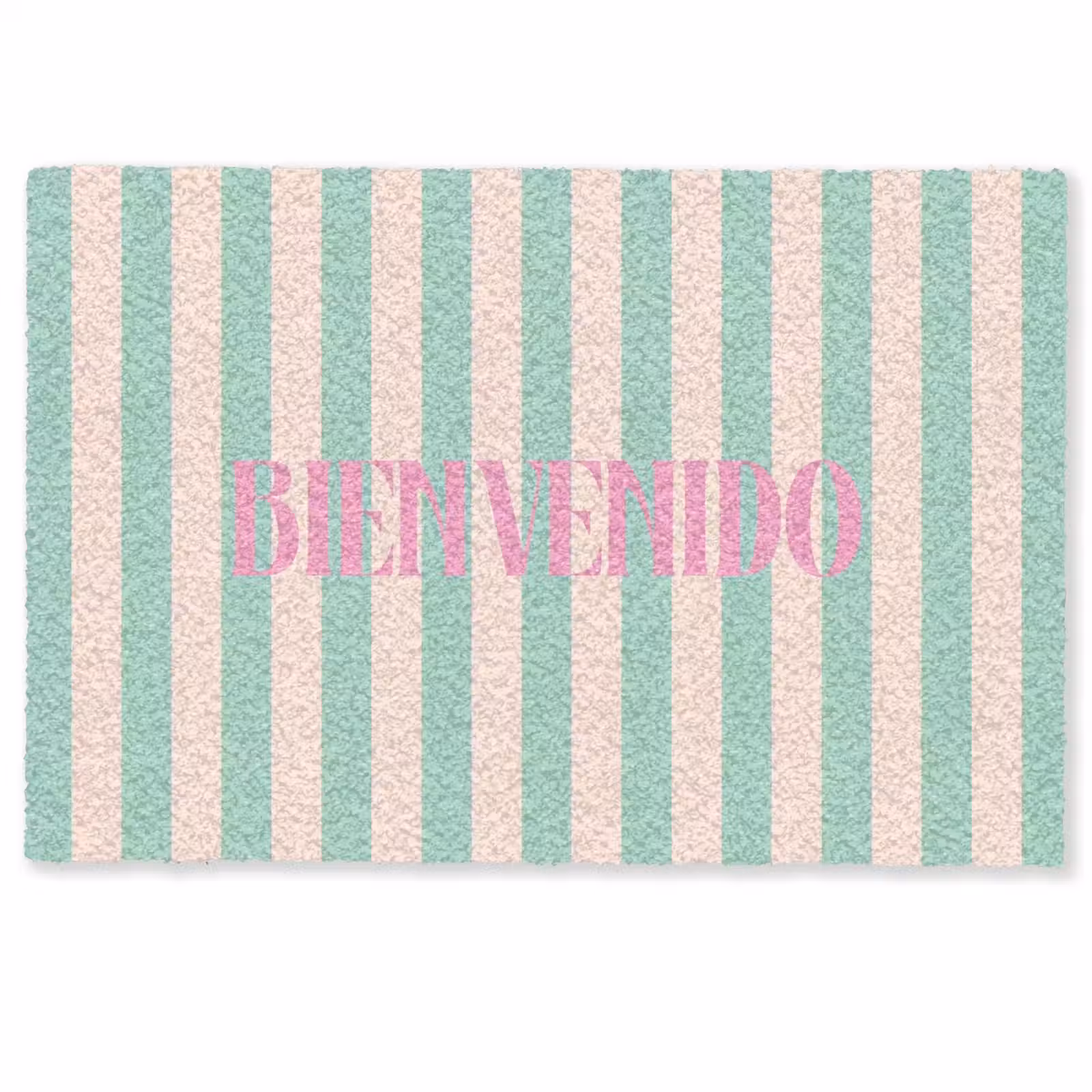 Deurmat - Roze - Groen - Strepen - Bienvenido — 1