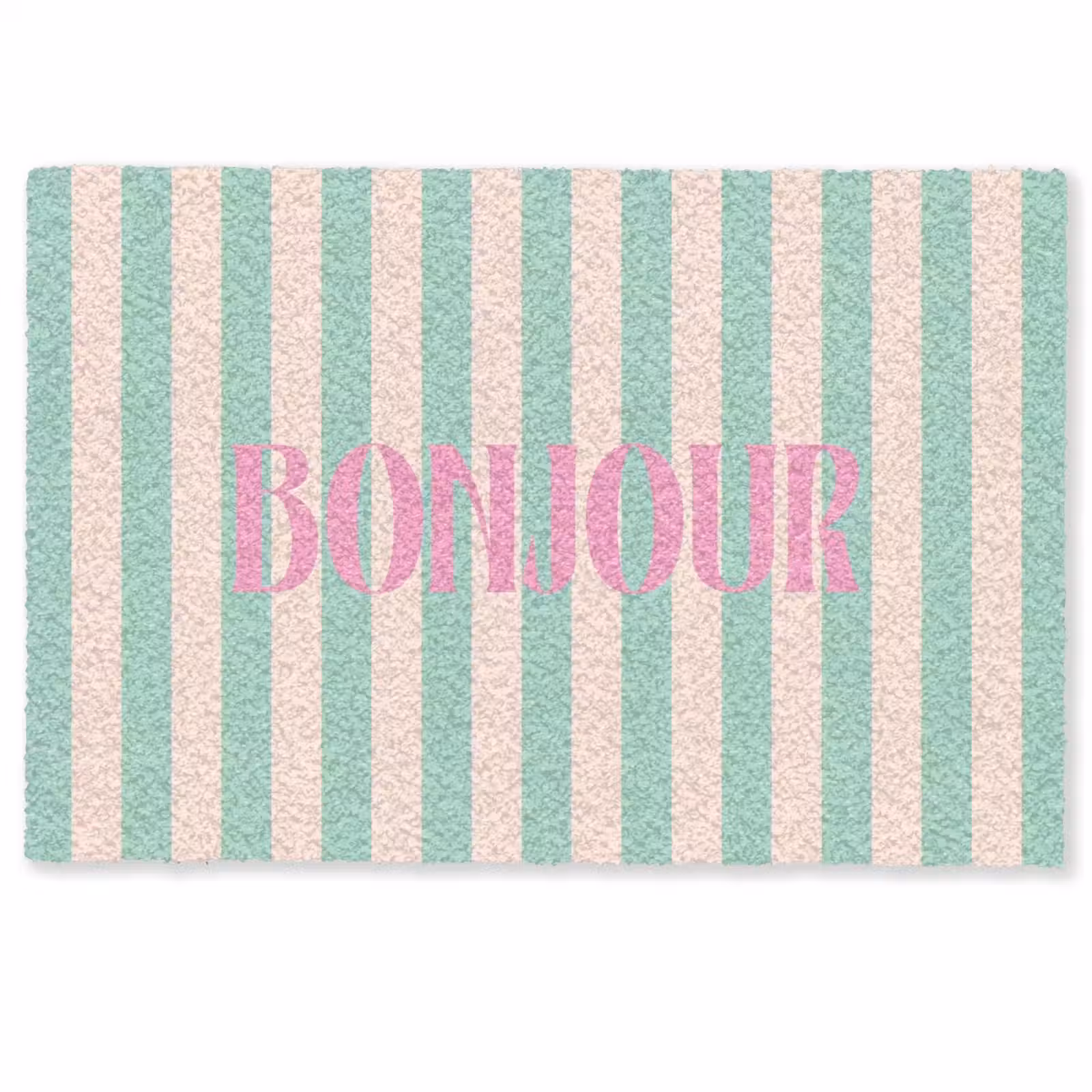 Deurmat - Roze - Groen - Strepen - Bonjour — 1