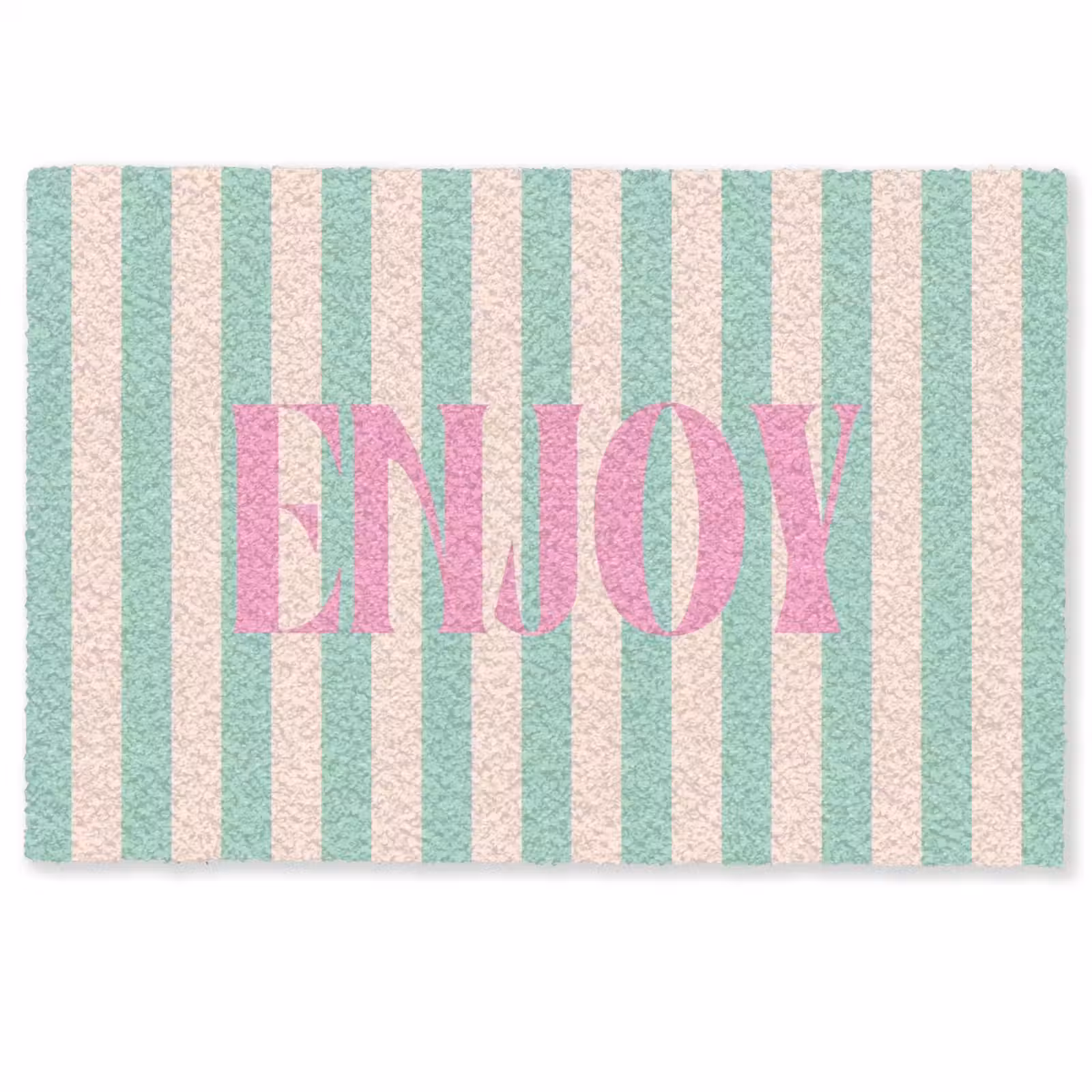 Deurmat - Roze - Groen - Strepen - Enjoy — 1