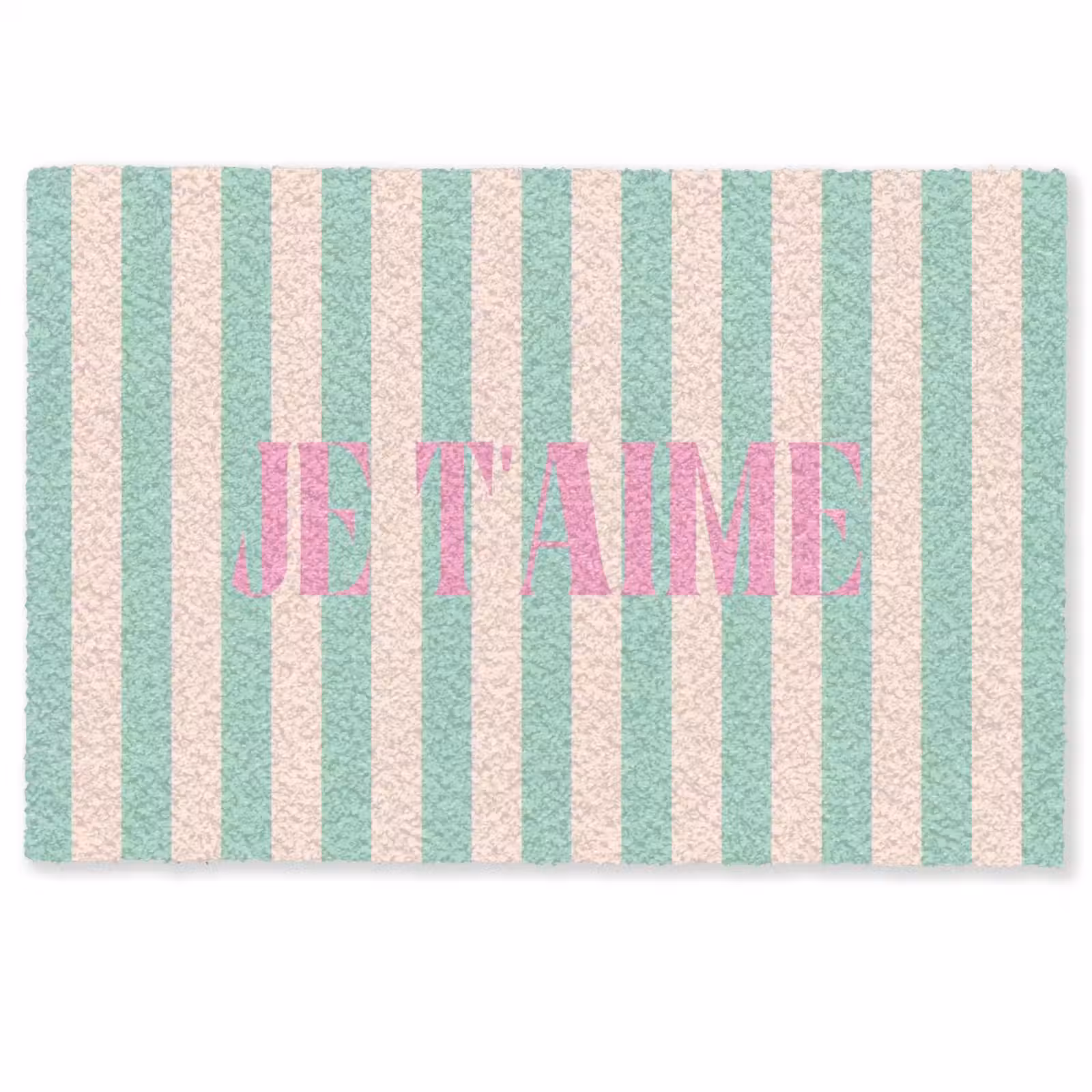Deurmat - Roze - Groen - Strepen - Je t'aime — 1
