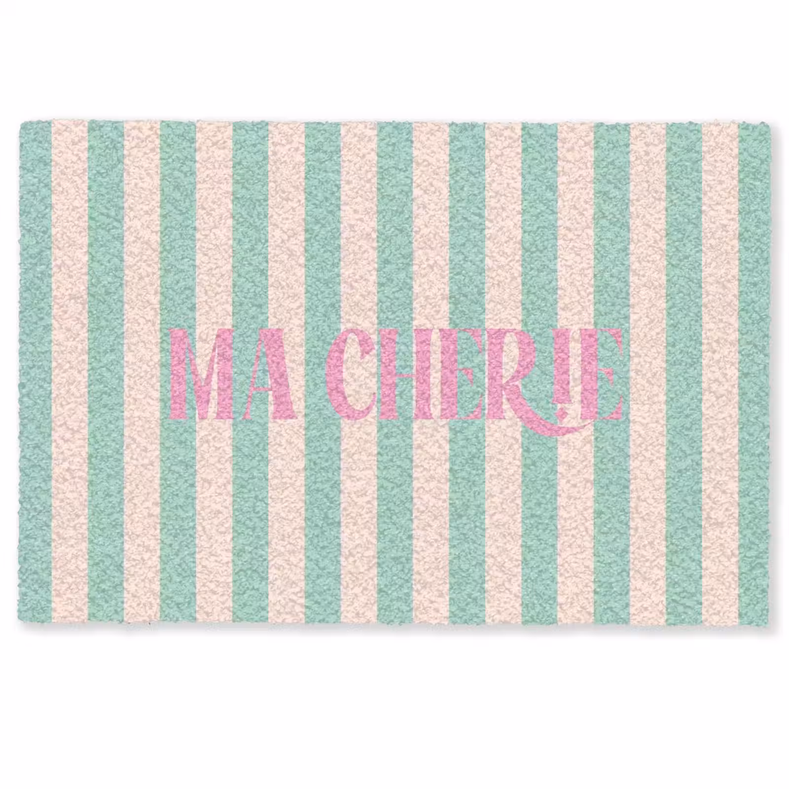 Deurmat - Roze - Groen - Strepen - Ma cherie — 1
