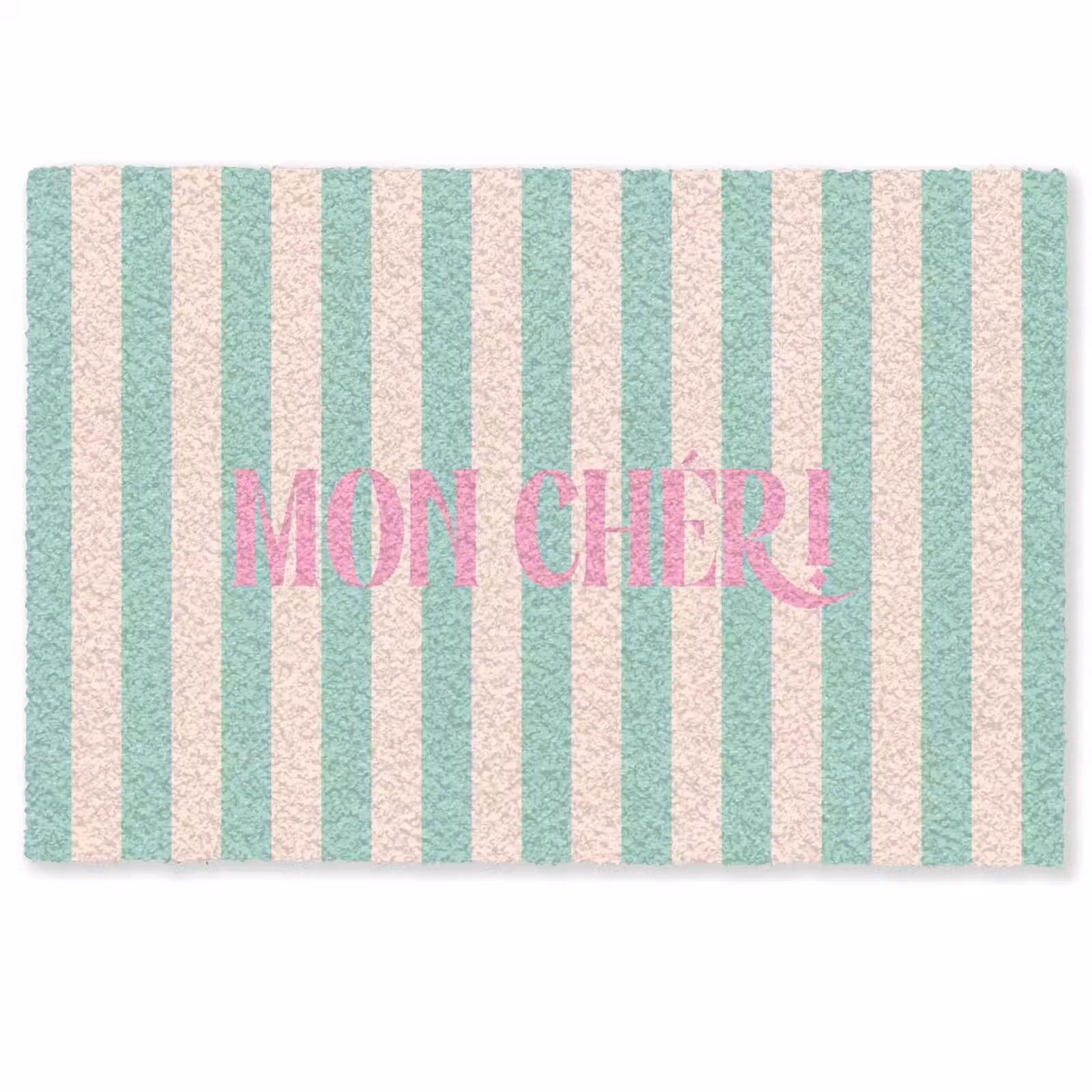 Deurmat - Roze - Groen - Strepen - Mon chéri — 1