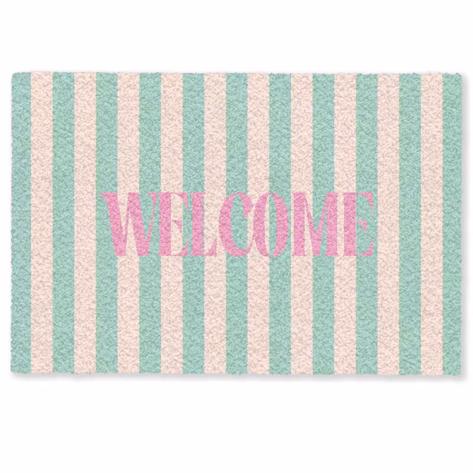 Deurmat - Roze - Groen - Strepen - Welcome — 1