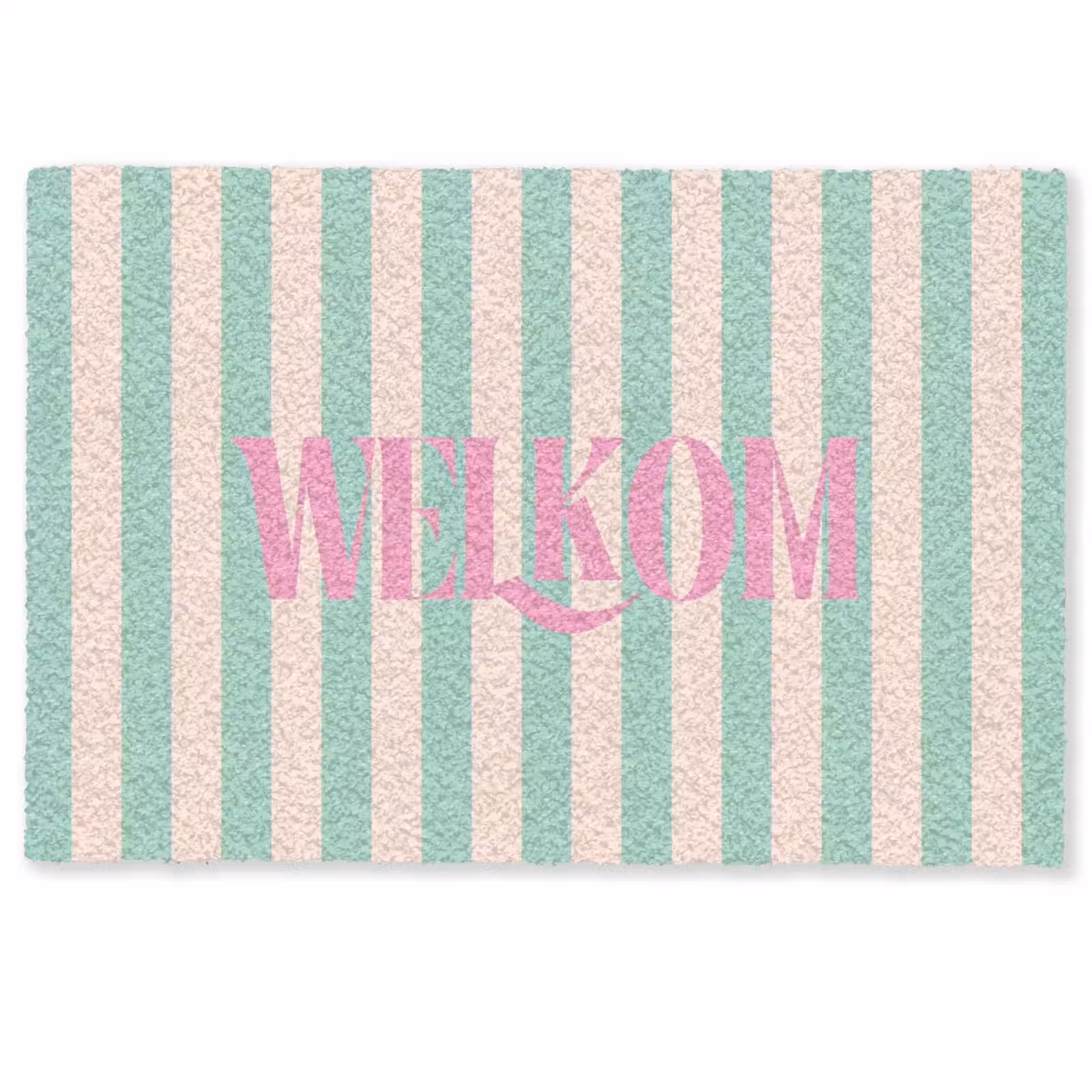 Deurmat - Roze - Groen - Strepen - Welkom — 1