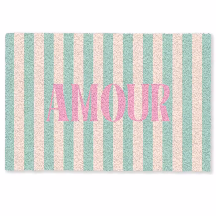 Deurmat - Roze - Groen - Strepen - Amour — 1