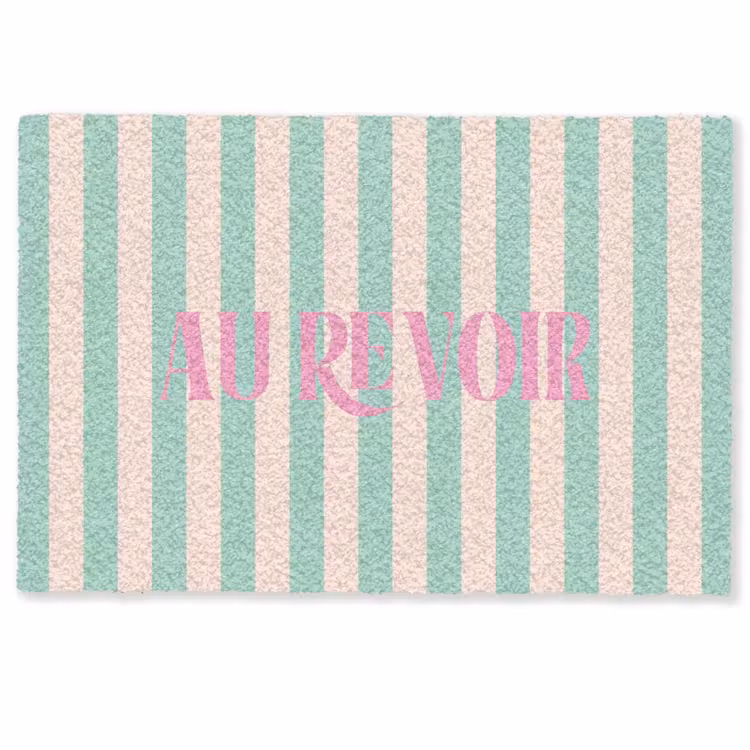 Deurmat - Roze - Groen - Strepen - Au revoir — 1