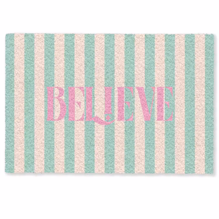 Deurmat - Roze - Groen - Strepen - Believe — 1