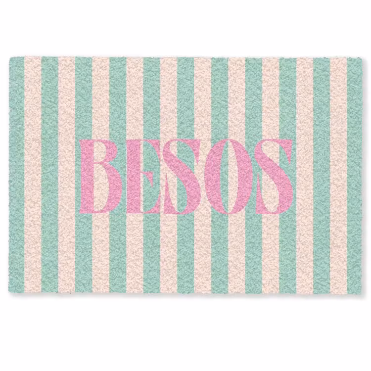 Deurmat - Roze - Groen - Strepen - Besos — 1