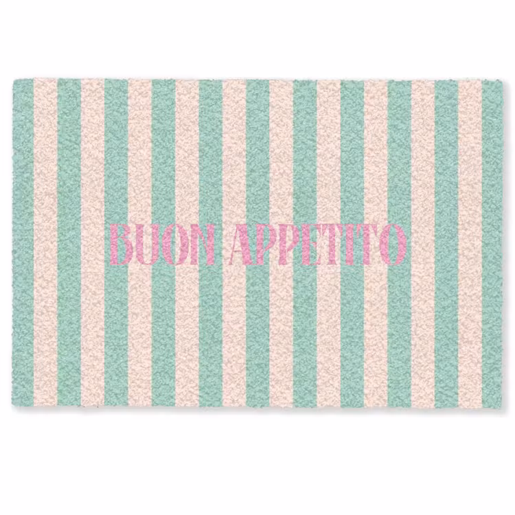 Deurmat - Roze - Groen - Strepen - Buon appetito — 1