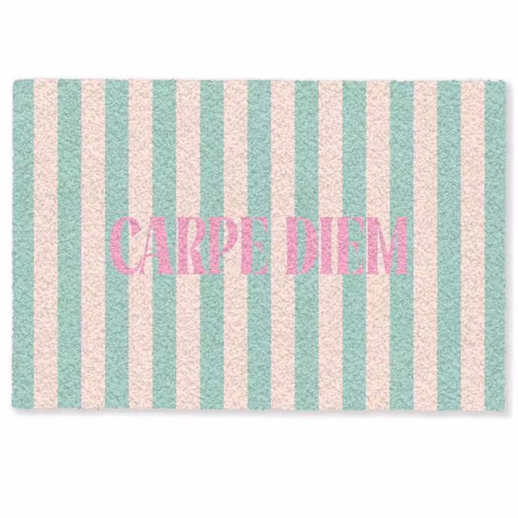 Deurmat - Roze - Groen - Strepen - Carpe diem — 1