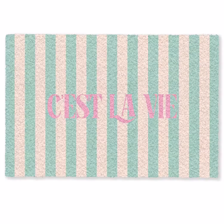 Deurmat - Roze - Groen - Strepen - C'est la vie — 1