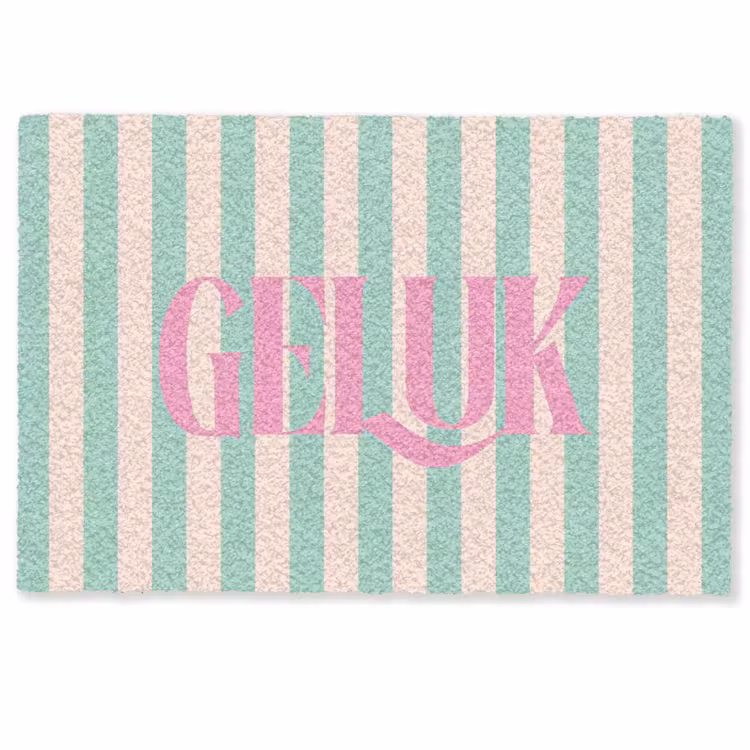 Deurmat - Roze - Groen - Strepen - Geluk — 1