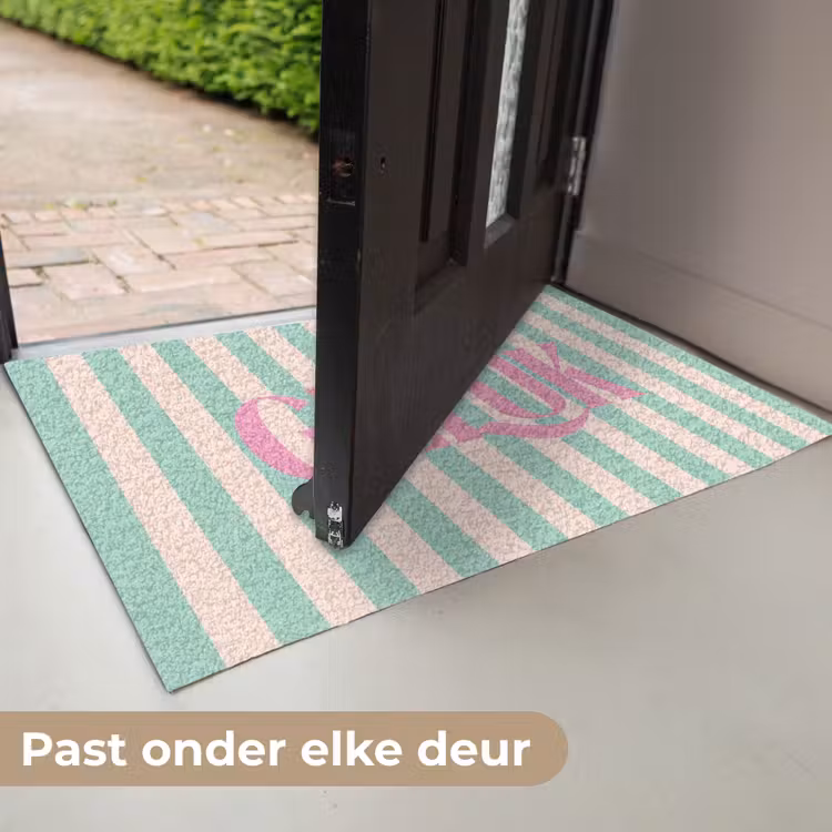 Deurmat - Roze - Groen - Strepen - Geluk — 7