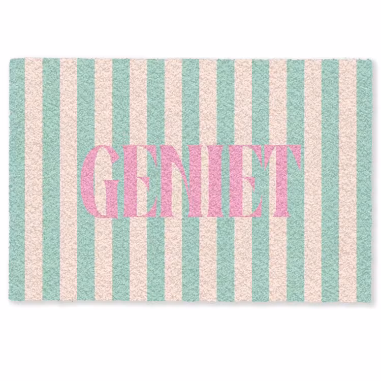 Deurmat - Roze - Groen - Strepen - Geniet — 1