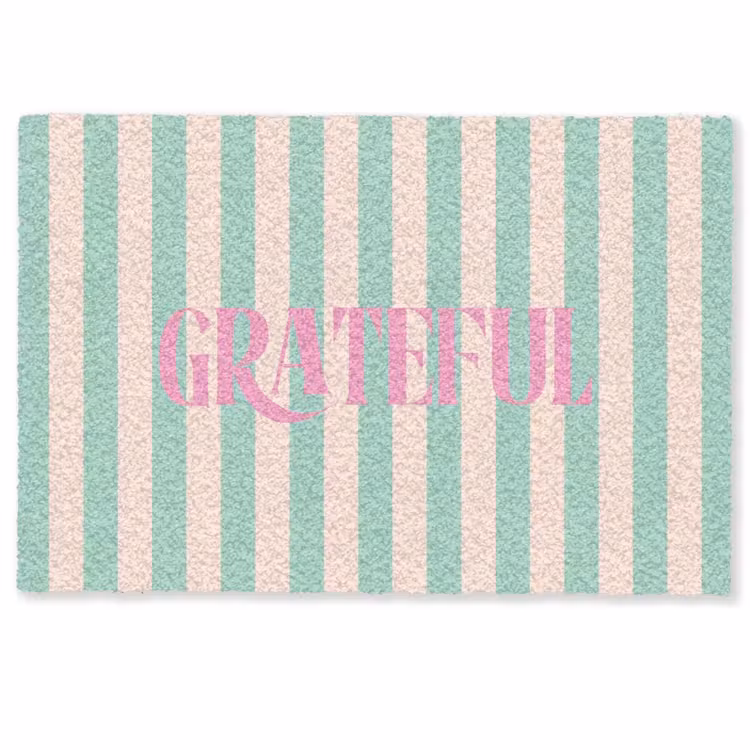 Deurmat - Roze - Groen - Strepen - Grateful — 1