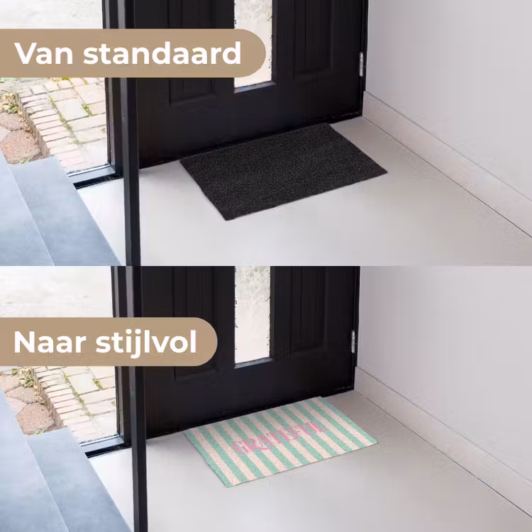 Deurmat - Roze - Groen - Strepen - Grateful — 3