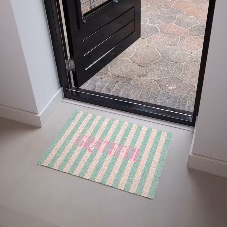 Deurmat - Roze - Groen - Strepen - Grateful — 4