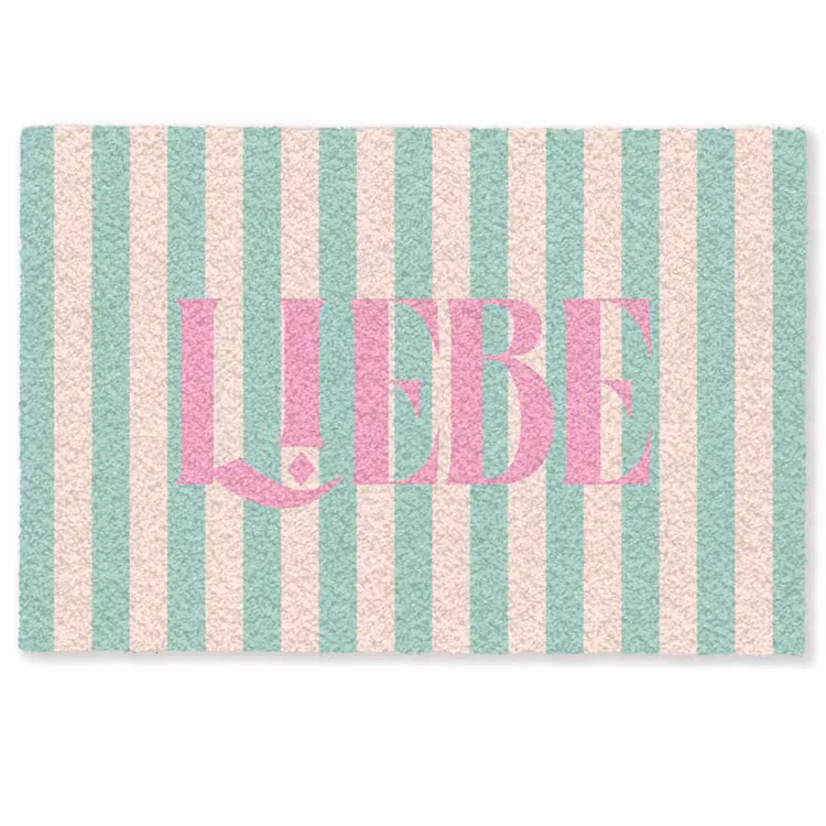 Deurmat - Roze - Groen - Strepen - Liebe — 1