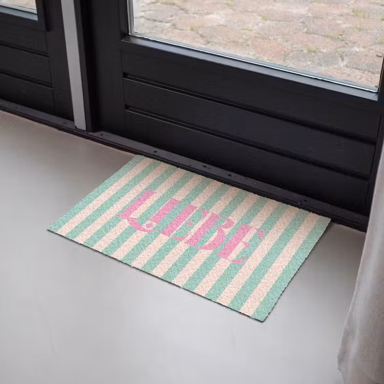 Deurmat - Roze - Groen - Strepen - Liebe — 2