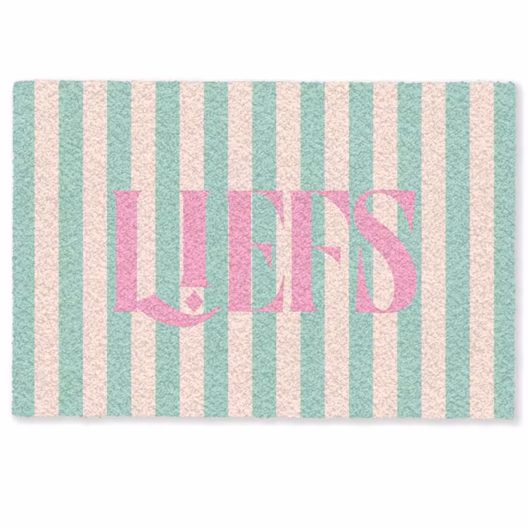 Deurmat - Roze - Groen - Strepen - Liefs — 1