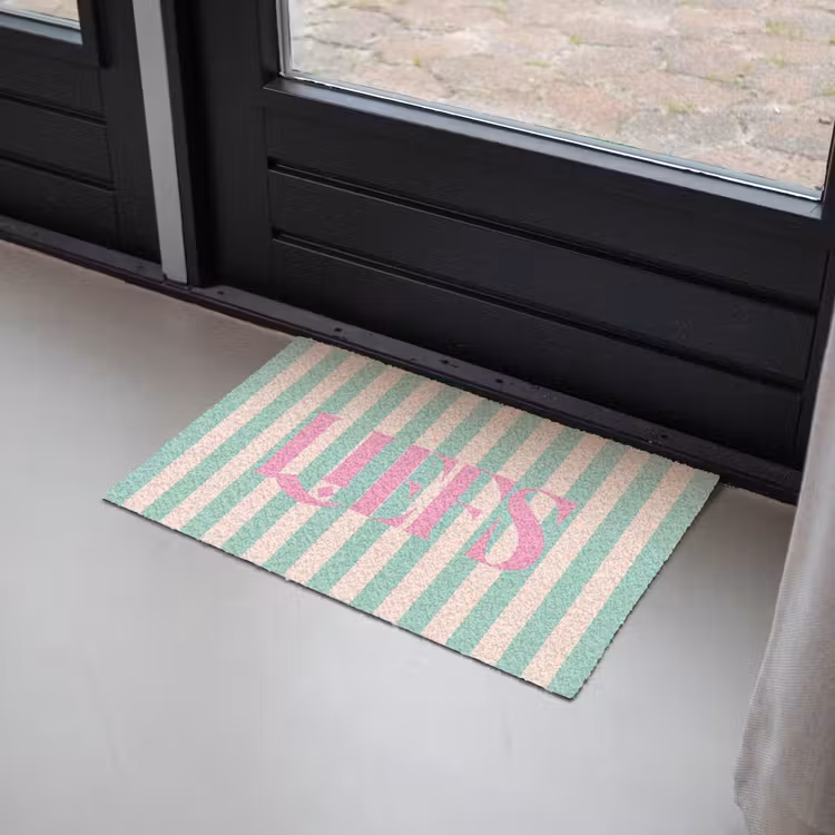 Deurmat - Roze - Groen - Strepen - Liefs — 2