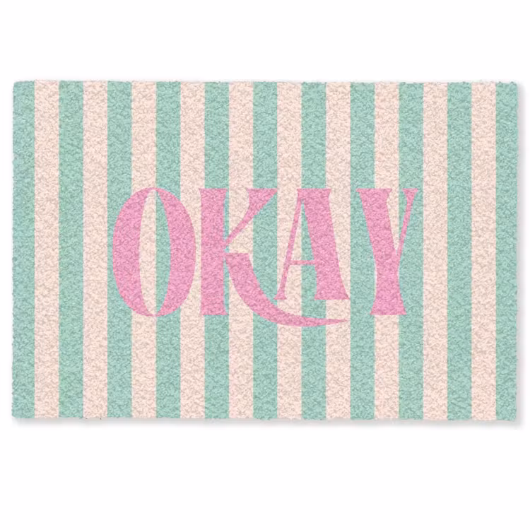 Deurmat - Roze - Groen - Strepen - Okay — 1