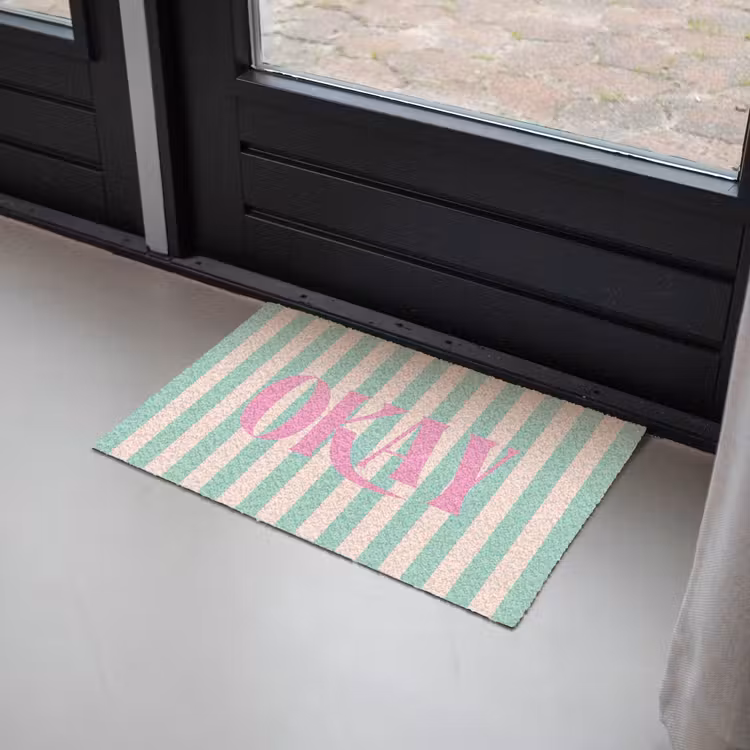 Deurmat - Roze - Groen - Strepen - Okay — 2