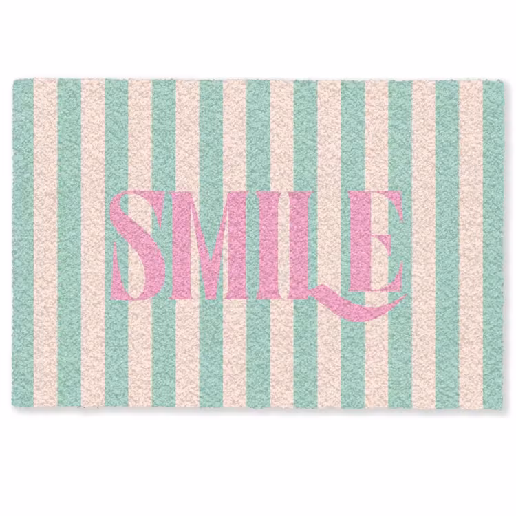 Deurmat - Roze - Groen - Strepen - Smile — 1