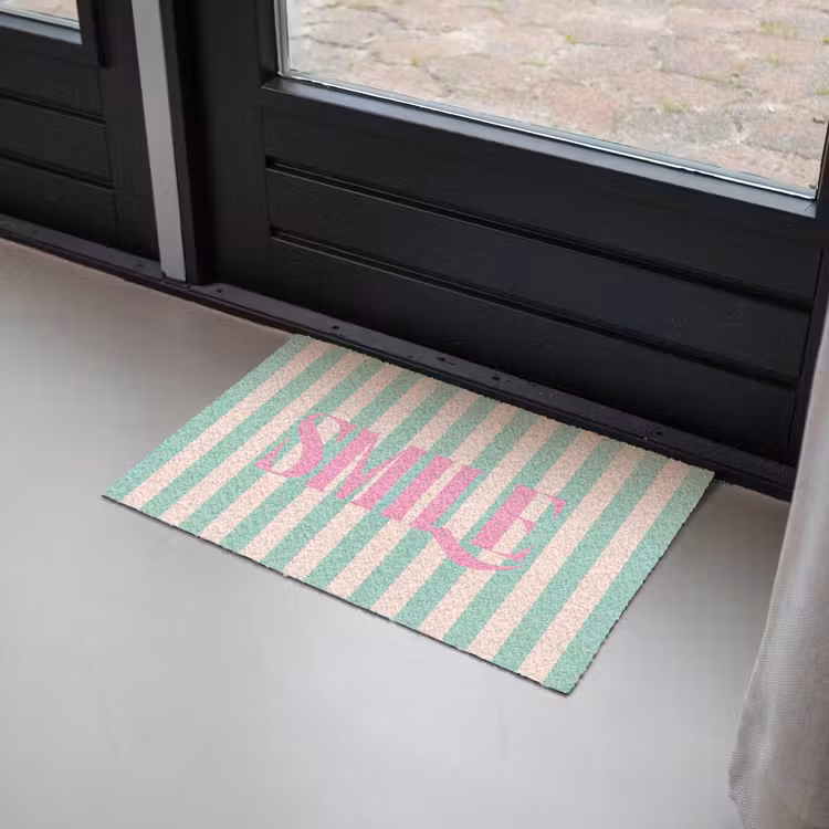 Deurmat - Roze - Groen - Strepen - Smile — 2