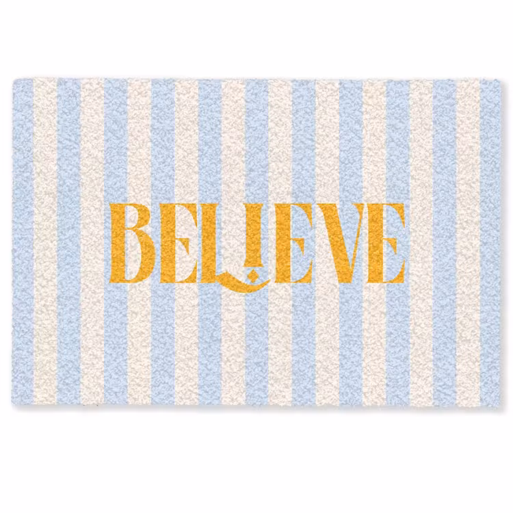 Deurmat - Oranje - Blauw - Strepen - Believe — 1