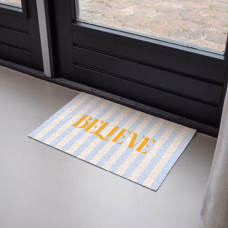Deurmat - Oranje - Blauw - Strepen - Believe — 2