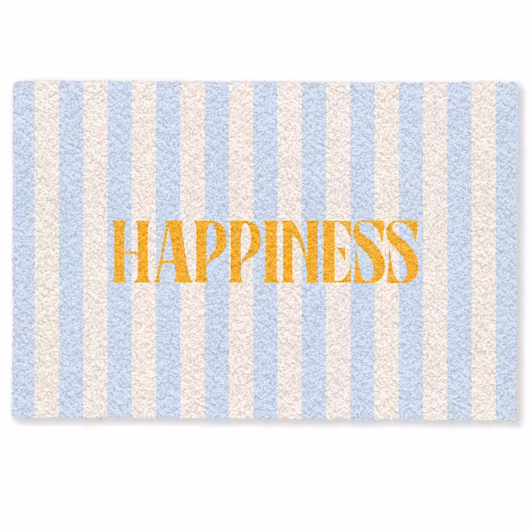 Deurmat - Oranje - Blauw - Strepen - Happiness — 1