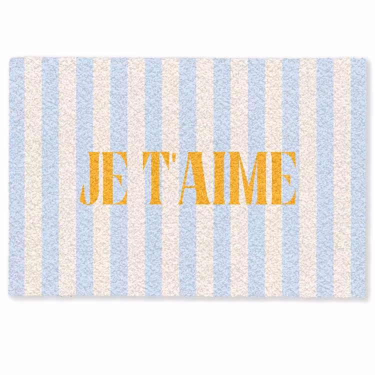 Deurmat - Oranje - Blauw - Strepen - Je t'aime — 1