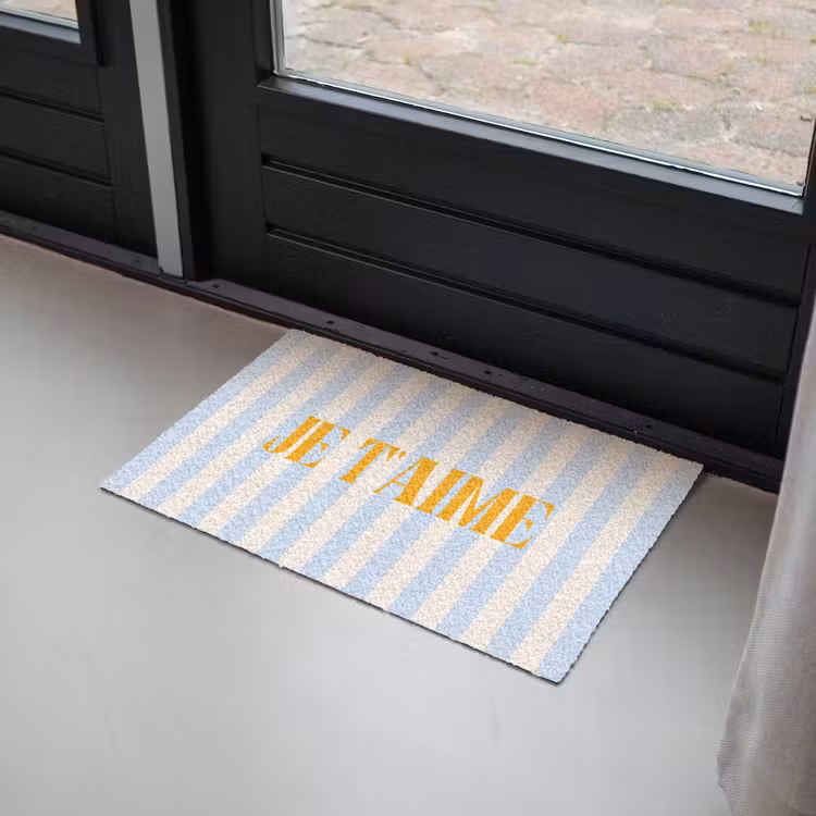 Deurmat - Oranje - Blauw - Strepen - Je t'aime — 2