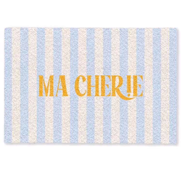 Deurmat - Oranje - Blauw - Strepen - Ma cherie — 1