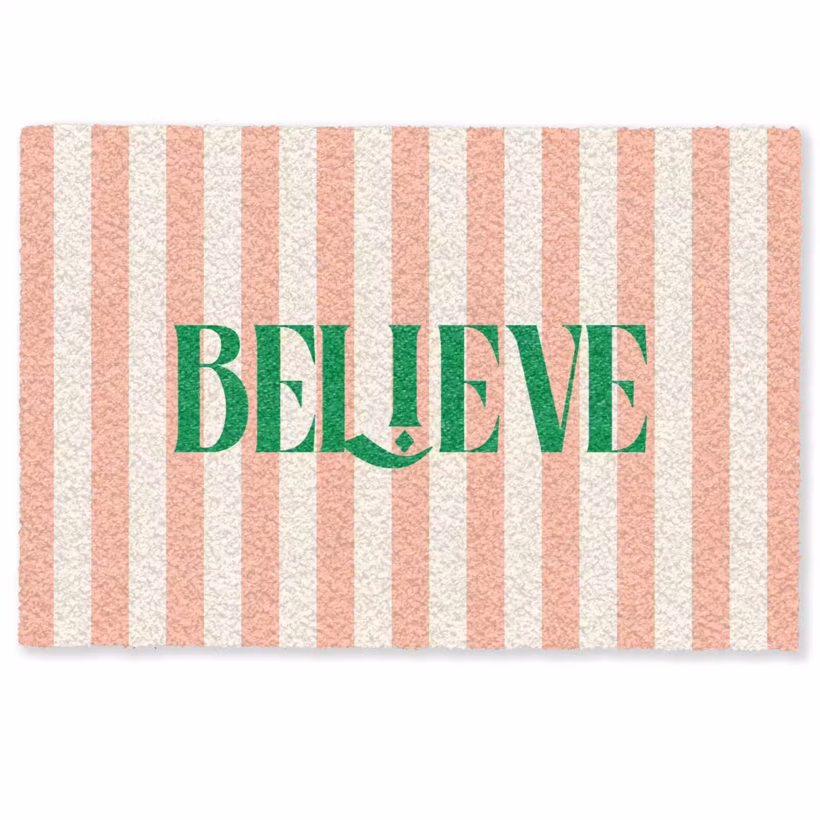 Deurmat - Zachtroze - Groen- Strepen - Believe — 1