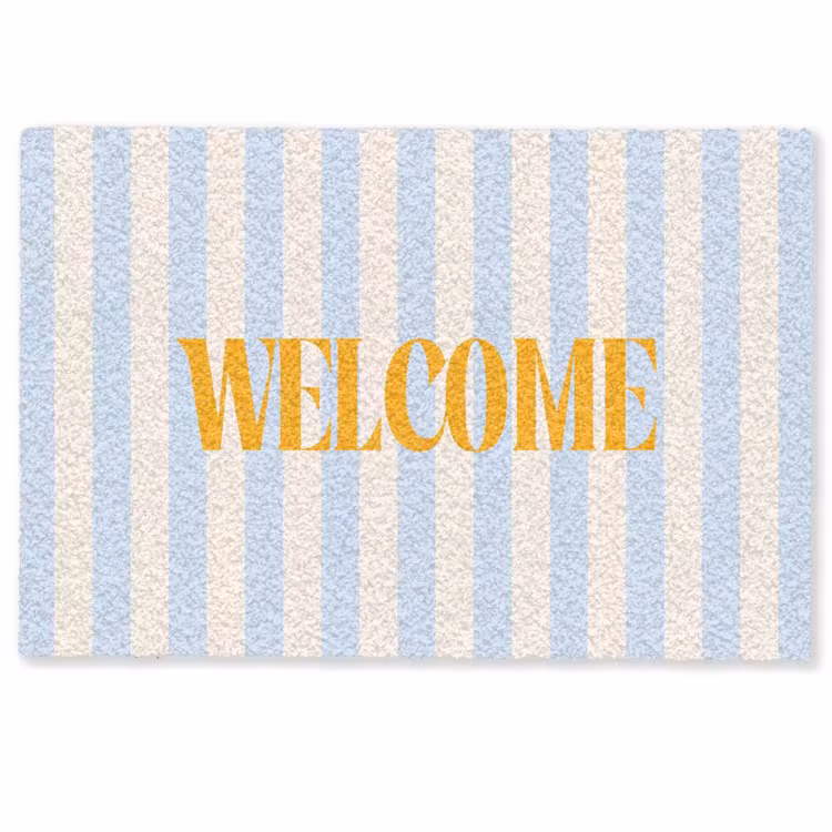 Deurmat - Oranje - Blauw - Strepen - Welcome — 1