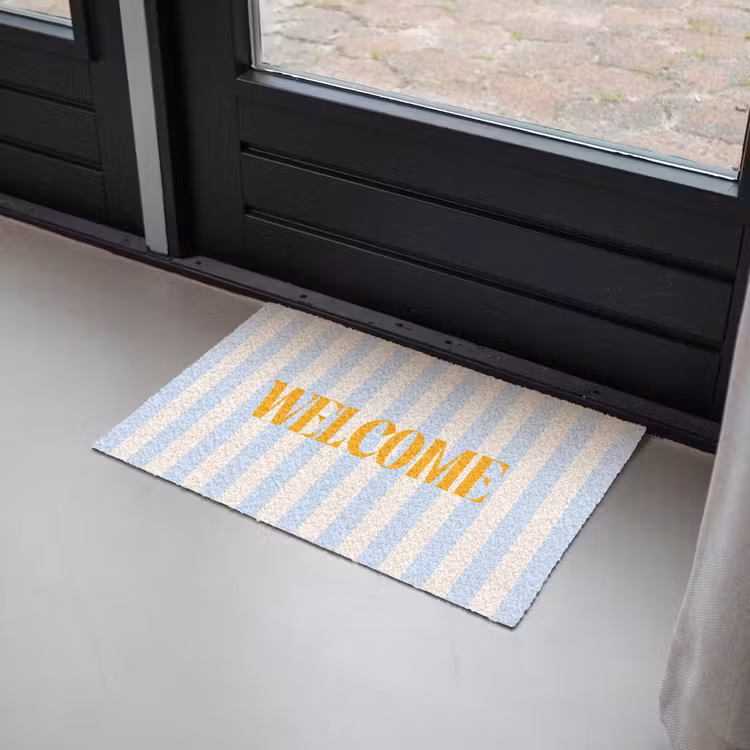 Deurmat - Oranje - Blauw - Strepen - Welcome — 2