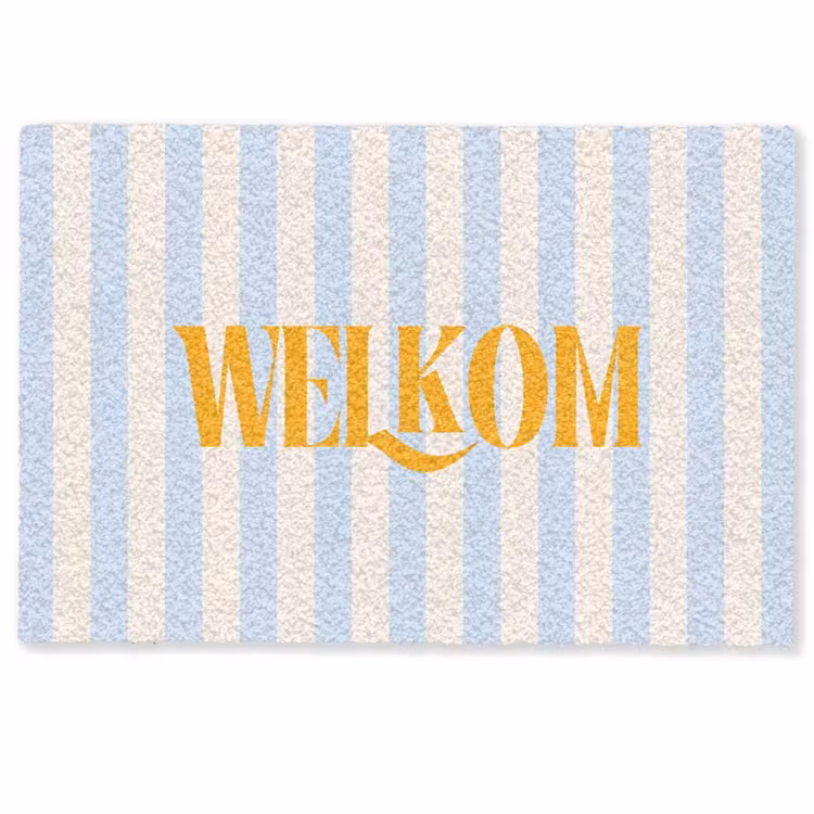Deurmat - Oranje - Blauw - Strepen - Welkom — 1
