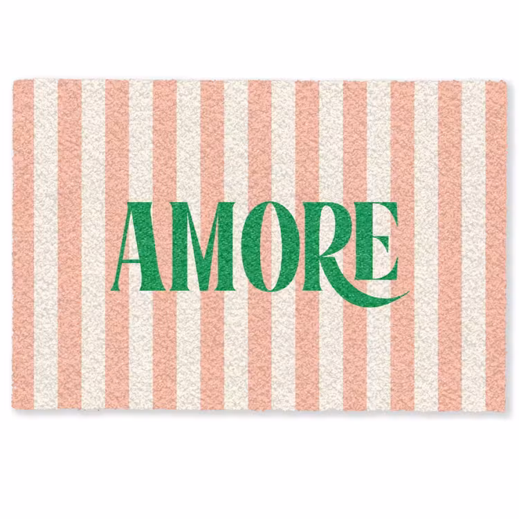 Deurmat - Zachtroze - Groen- Strepen - Amore — 1