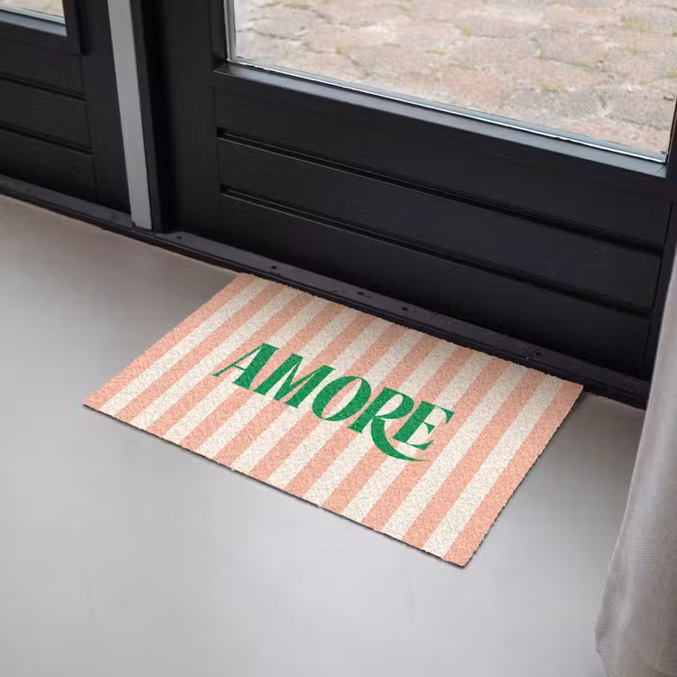 Deurmat - Zachtroze - Groen- Strepen - Amore — 2