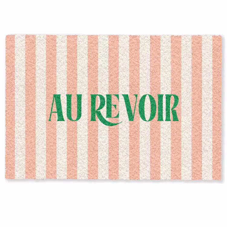 Deurmat - Zachtroze - Groen- Strepen - Au Revoir — 1