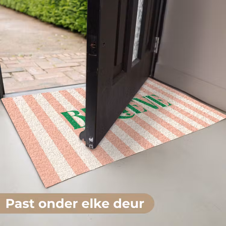 Deurmat - Zachtroze - Groen- Strepen - Believe — 7