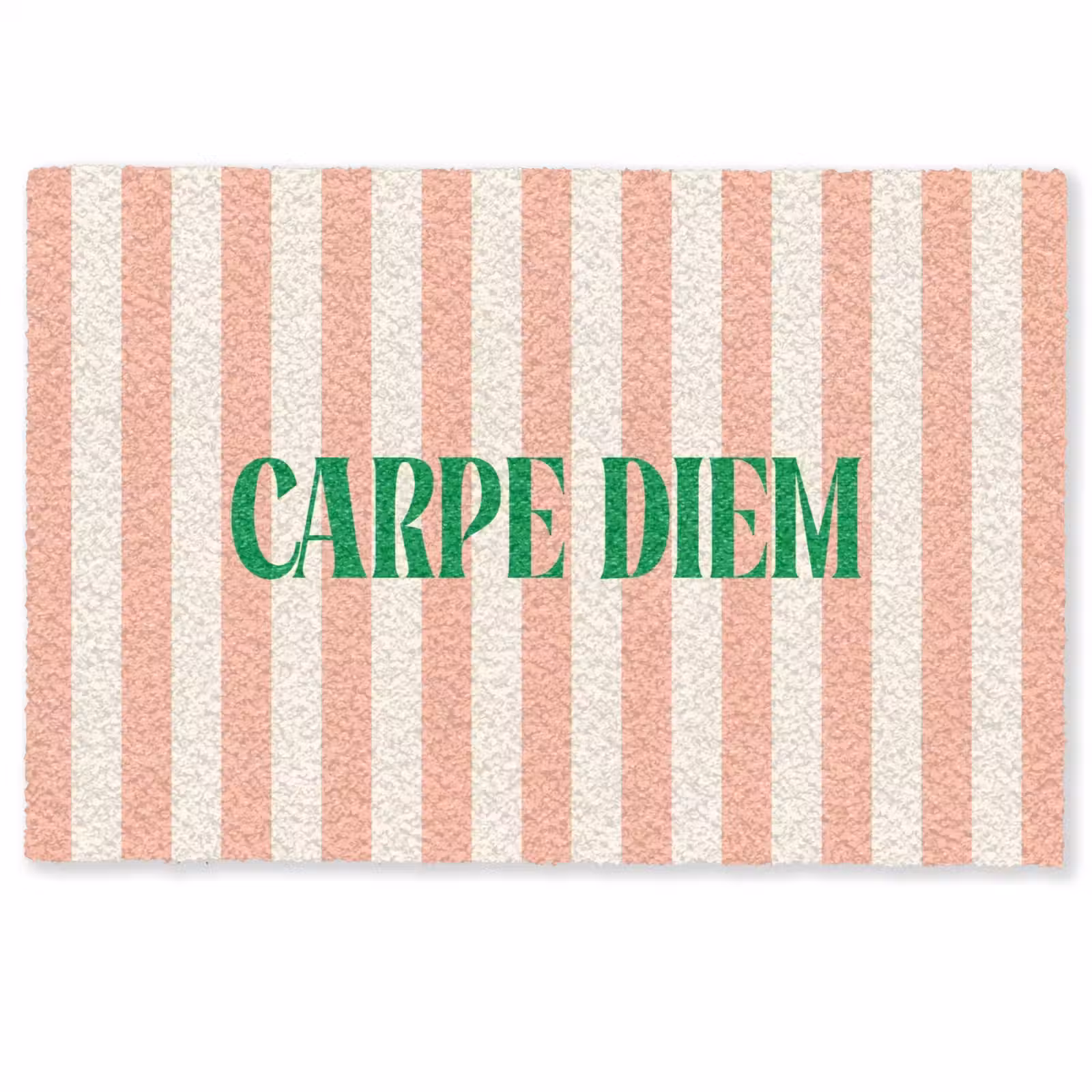 Deurmat - Zachtroze - Groen - Strepen - Carpe Diem — 1