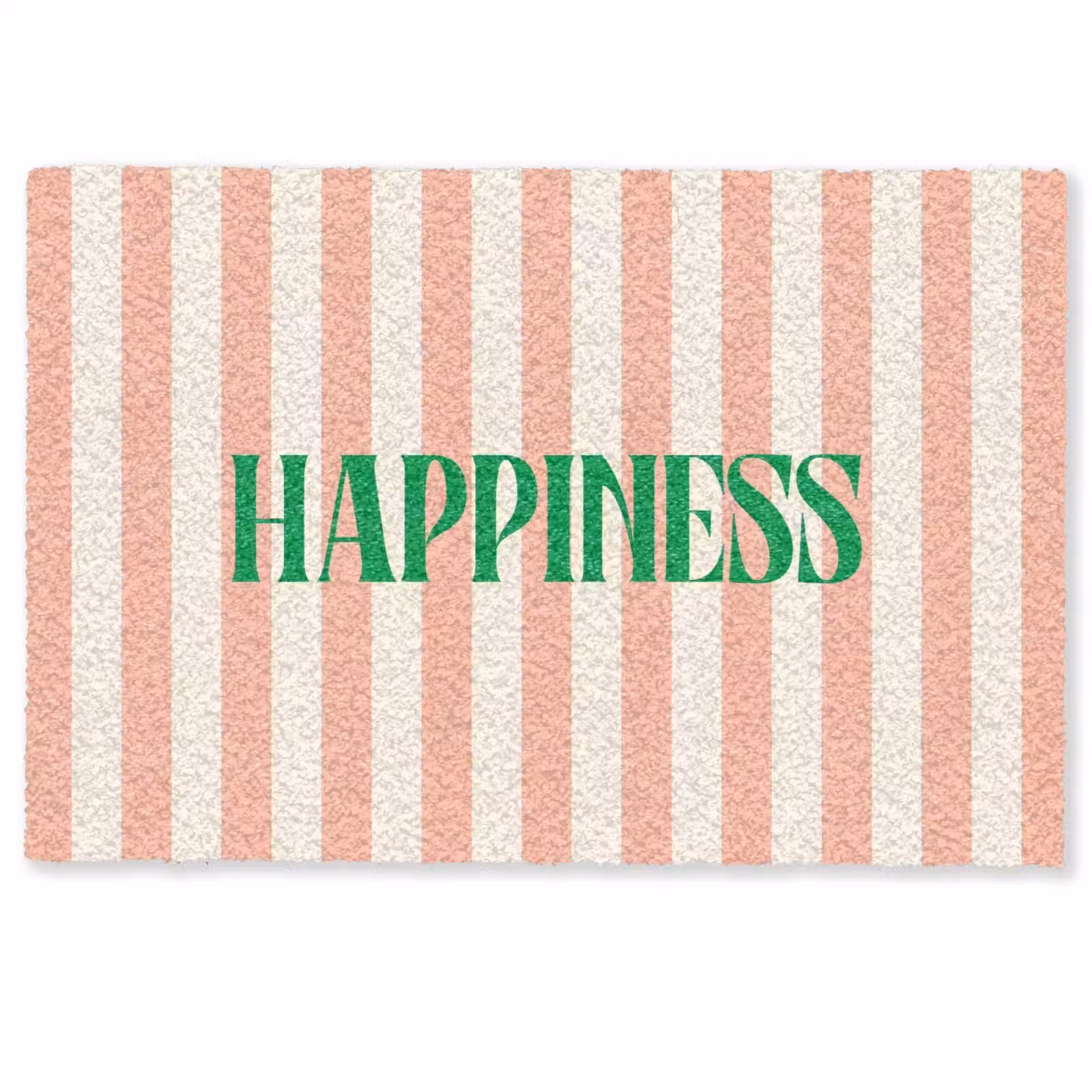 Deurmat - Zachtroze - Groen - Strepen - Happiness — 1