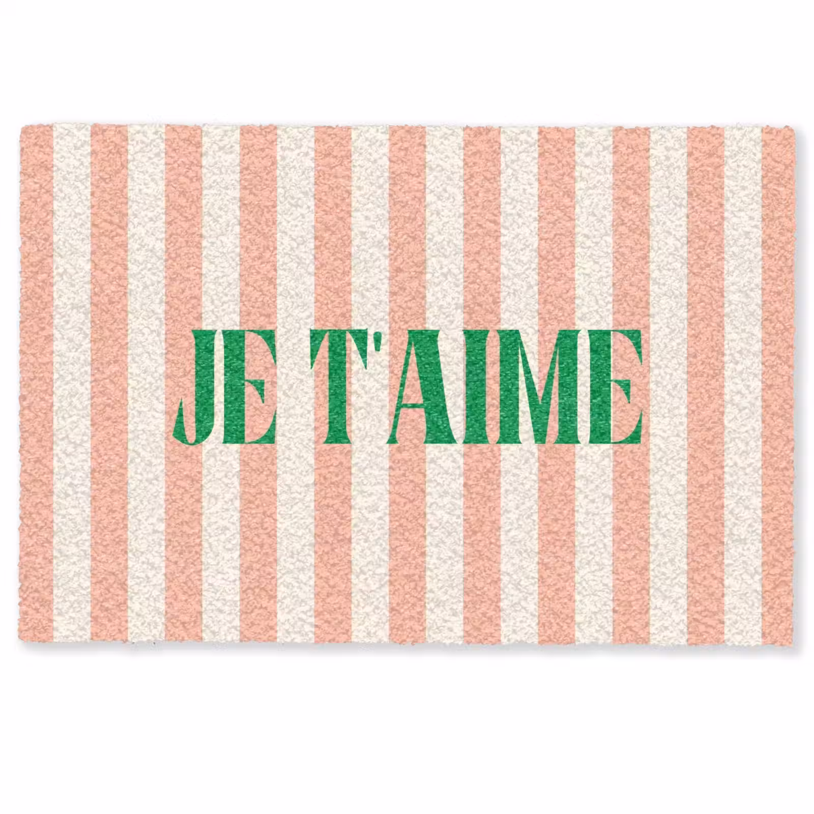 Deurmat - Zachtroze - Groen - Strepen - Je t'aime — 1
