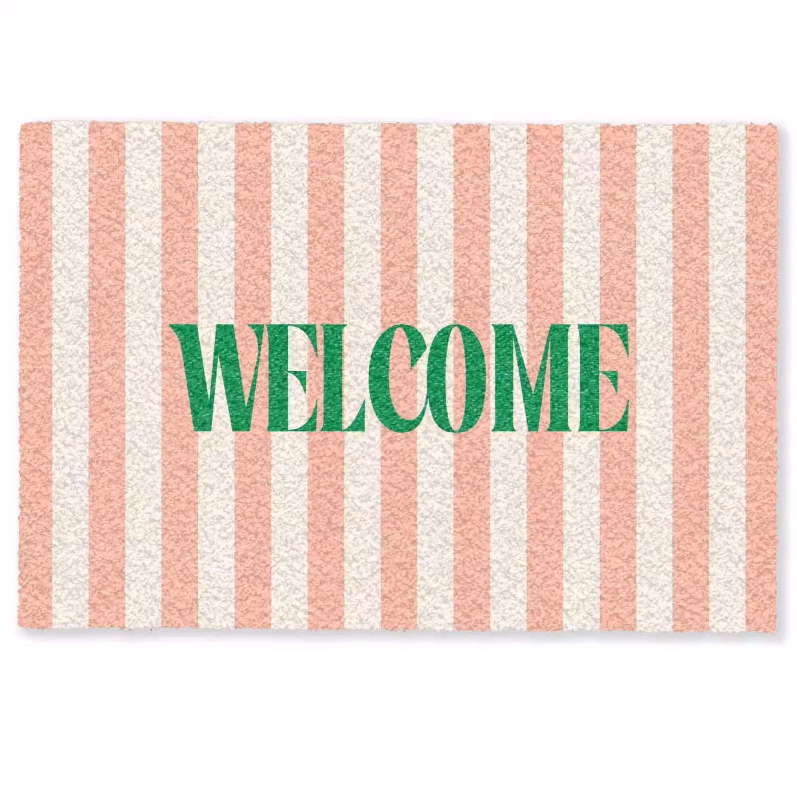 Deurmat - Zachtroze - Groen - Strepen - Welcome — 1
